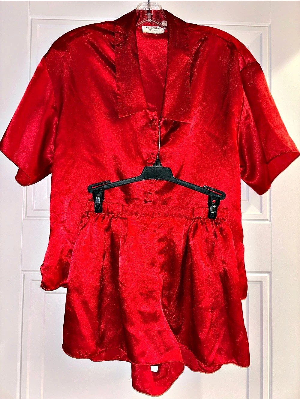 Vintage Victoria's Secret Signature Red Satin Short Pajama